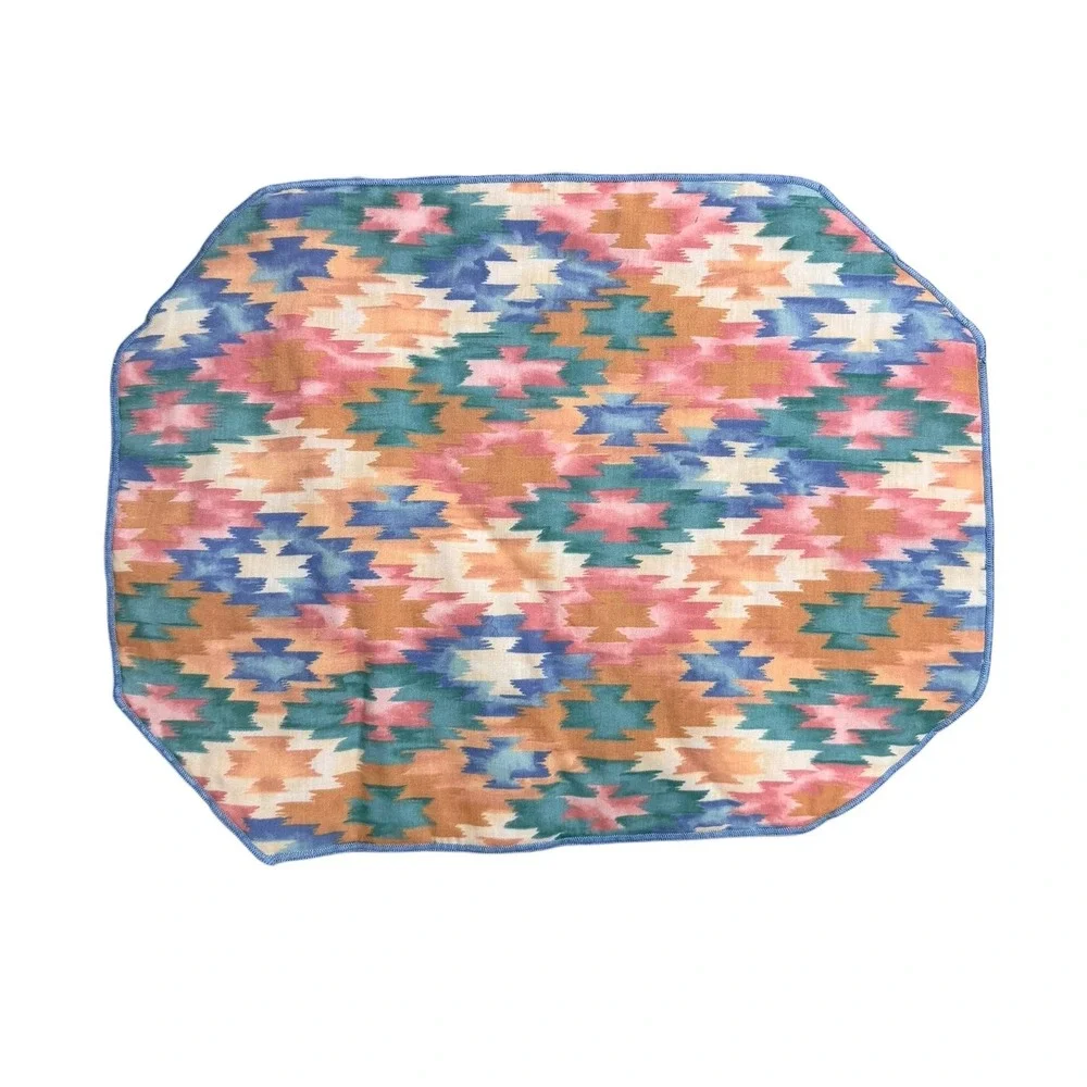 Vintage Southwestern Reversible Placemats Set of 11 Geometric Desert Landscape
